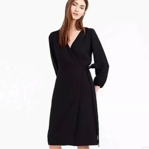 J. Crew Black Wrap Dress size 4 Puff sleeve lined H6292